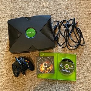 Original XBOX Complete with Essential Cords, 1 Controller, & 2 Games